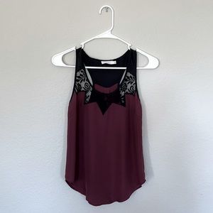 Lush Maroon and Black Top XS